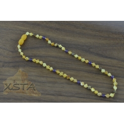 Teething amber necklace with amethyst